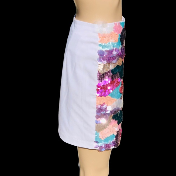 Bebe multicolored sequin mini skirt Sz 4 - Picture 8 of 11